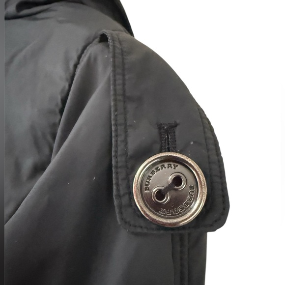 Burberry London Black Insulated Trench Coat Nova Check Packaway Hood US 2 - Picture 6 of 10